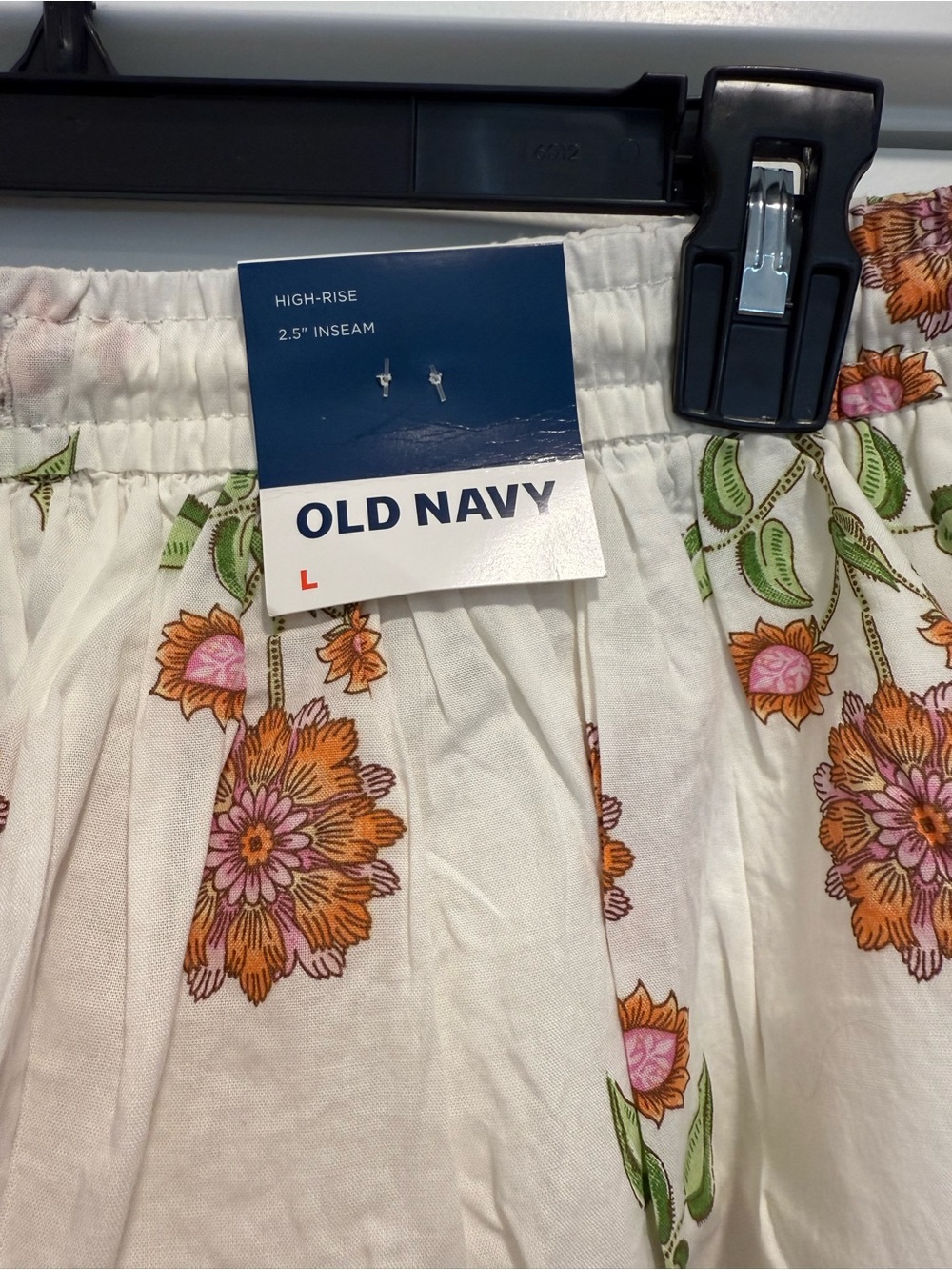 Old Navy Floral Cotton Shorts - Cream with Orange & Green Flowers - Picture 2 of 4